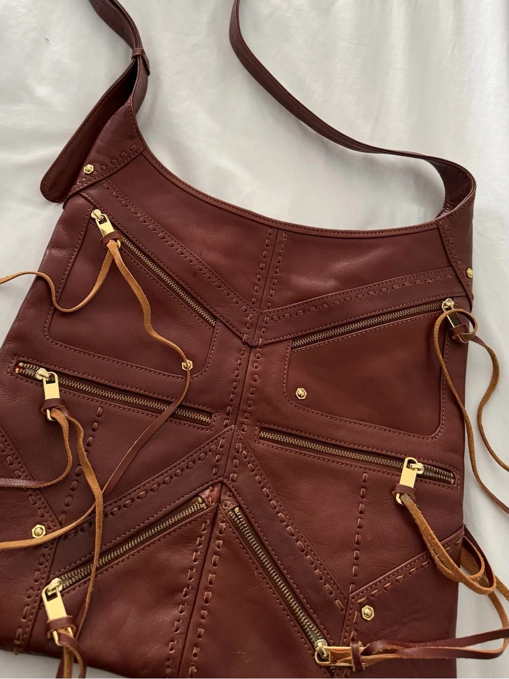 Rebecca Minkoff Chestnut Brown Leather Hobo with Gold Hardware